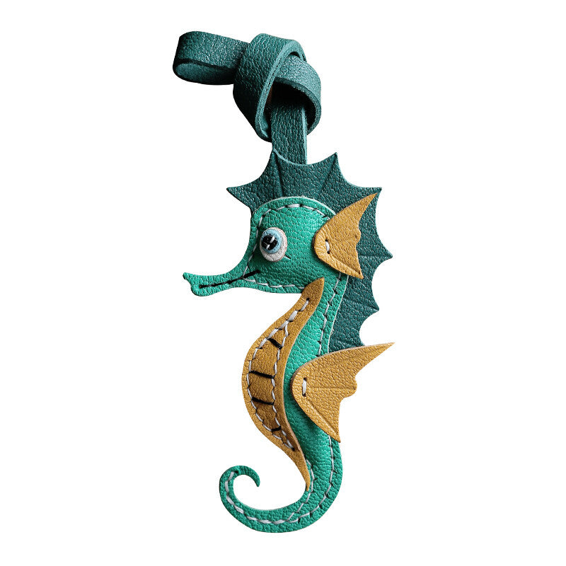 客製化15天出貨 小海馬包包掛件真皮車鑰匙圈掛飾公仔高級感女生小裝飾