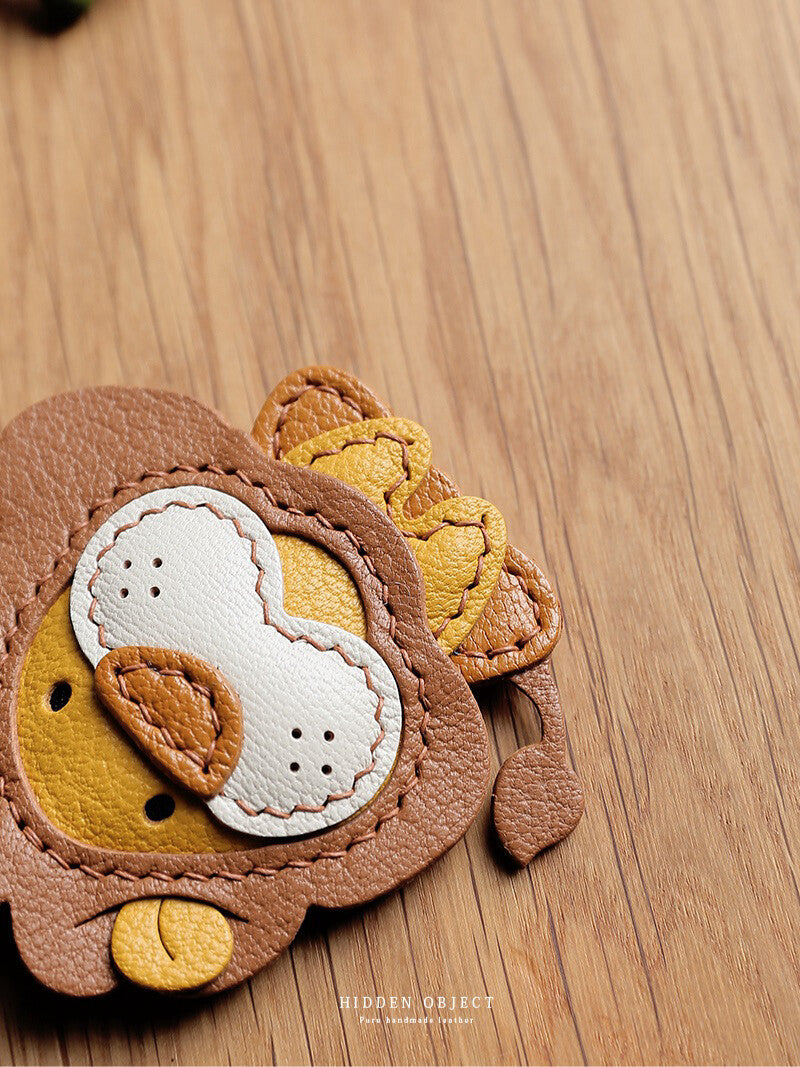 客製化15天出貨 小呆獅 包包掛飾 法國山羊皮 純手工縫製 鑰匙圈掛飾