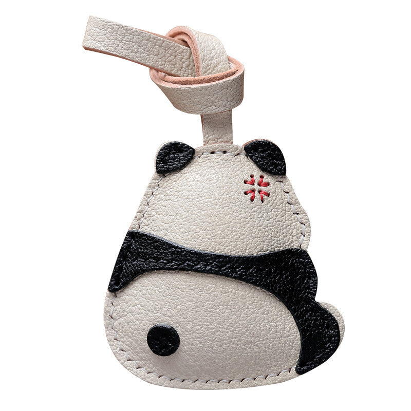 客製化15天出貨 生氣的熊貓包包掛件真皮車鑰匙圈高級女生掛飾