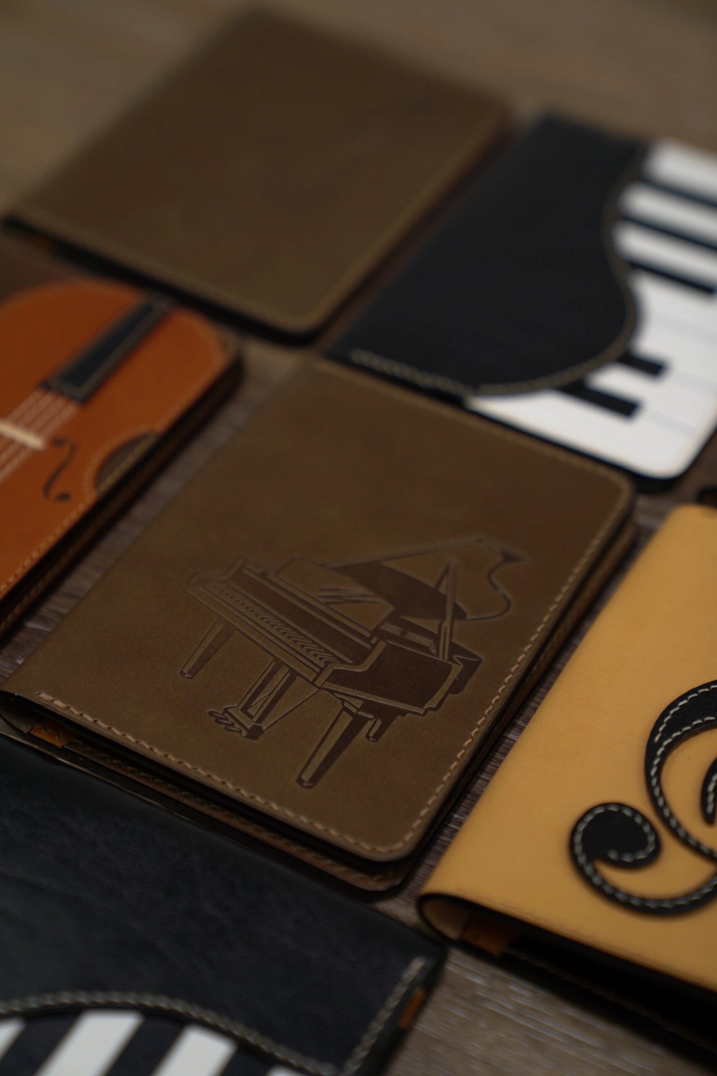 Customized passport holder with musical instrument elements shipped within 30 days