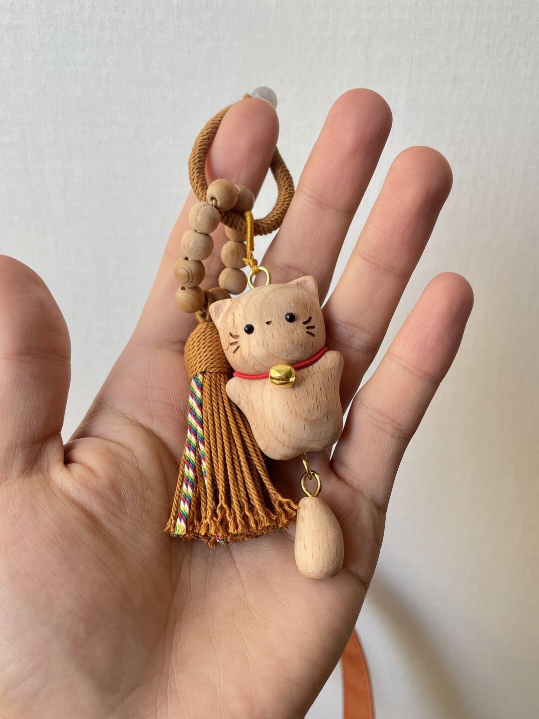 【Lucky Little Cat】Wooden Little Cat Pendant Creative Keychain Women’s Bag Charm Cute Hanging Ornament Birthday Gift
