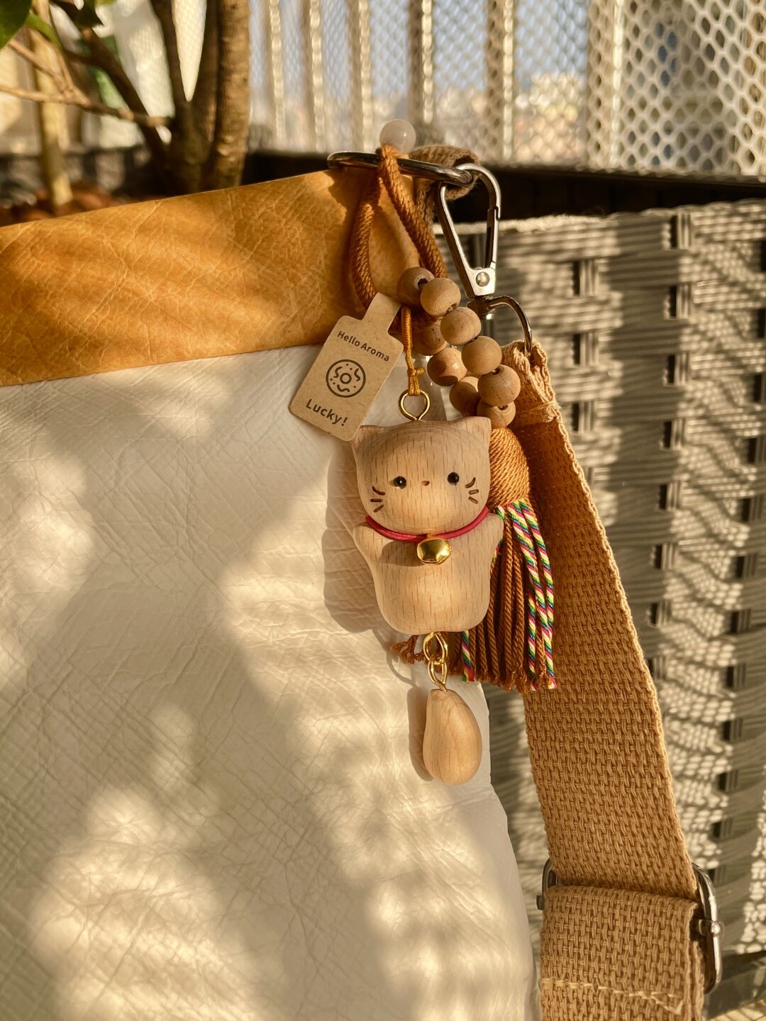 【Lucky Little Cat】Wooden Little Cat Pendant Creative Keychain Women’s Bag Charm Cute Hanging Ornament Birthday Gift