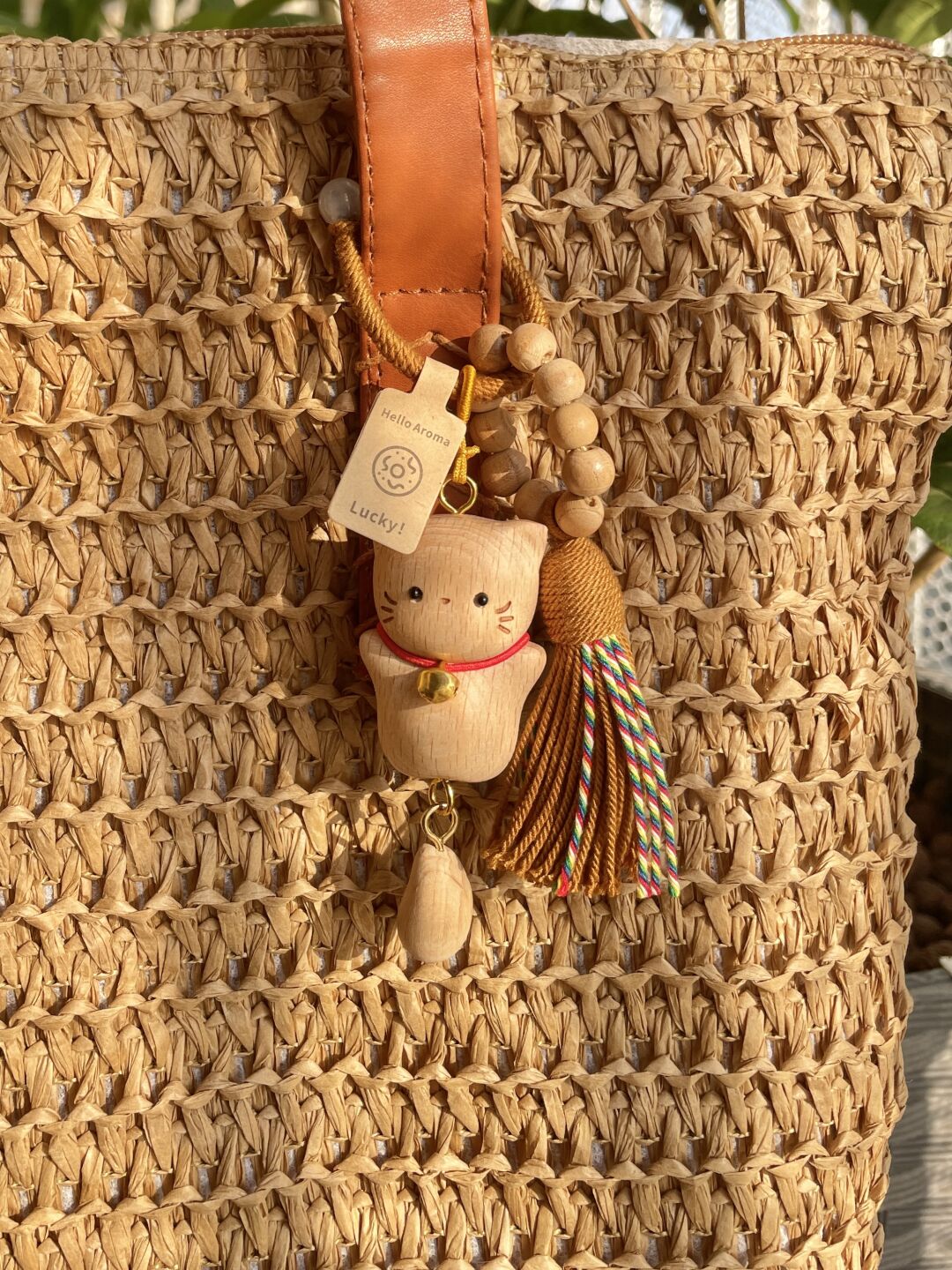 【Lucky Little Cat】Wooden Little Cat Pendant Creative Keychain Women’s Bag Charm Cute Hanging Ornament Birthday Gift
