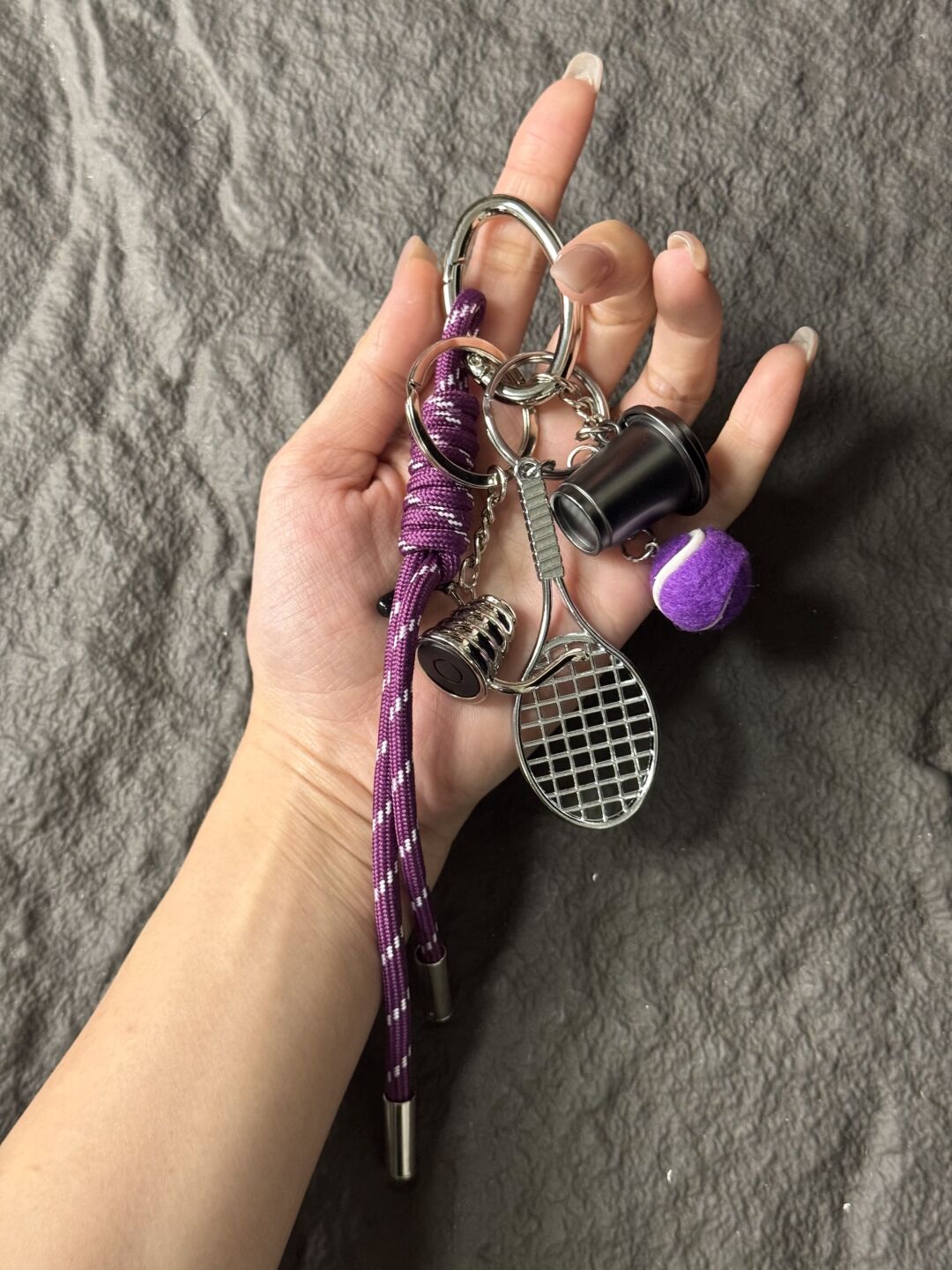 Tennis Girl’s Dream Sports Bag Charm, Enchanting Purple Tennis Sports Bag Charm