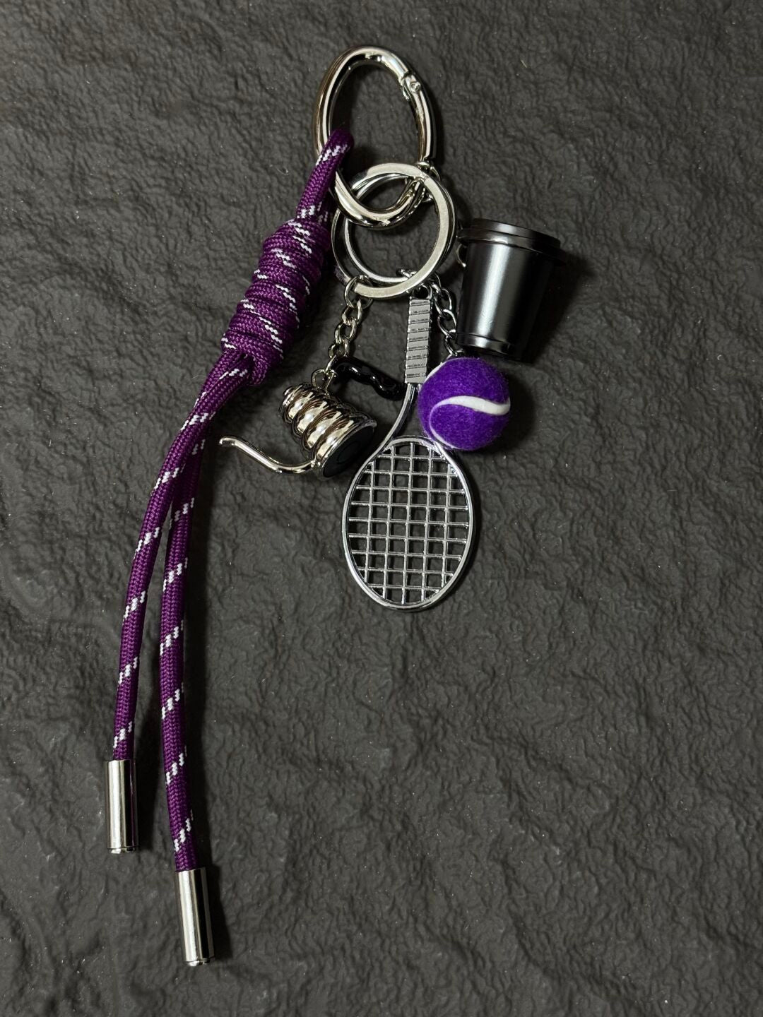 Tennis Girl’s Dream Sports Bag Charm, Enchanting Purple Tennis Sports Bag Charm