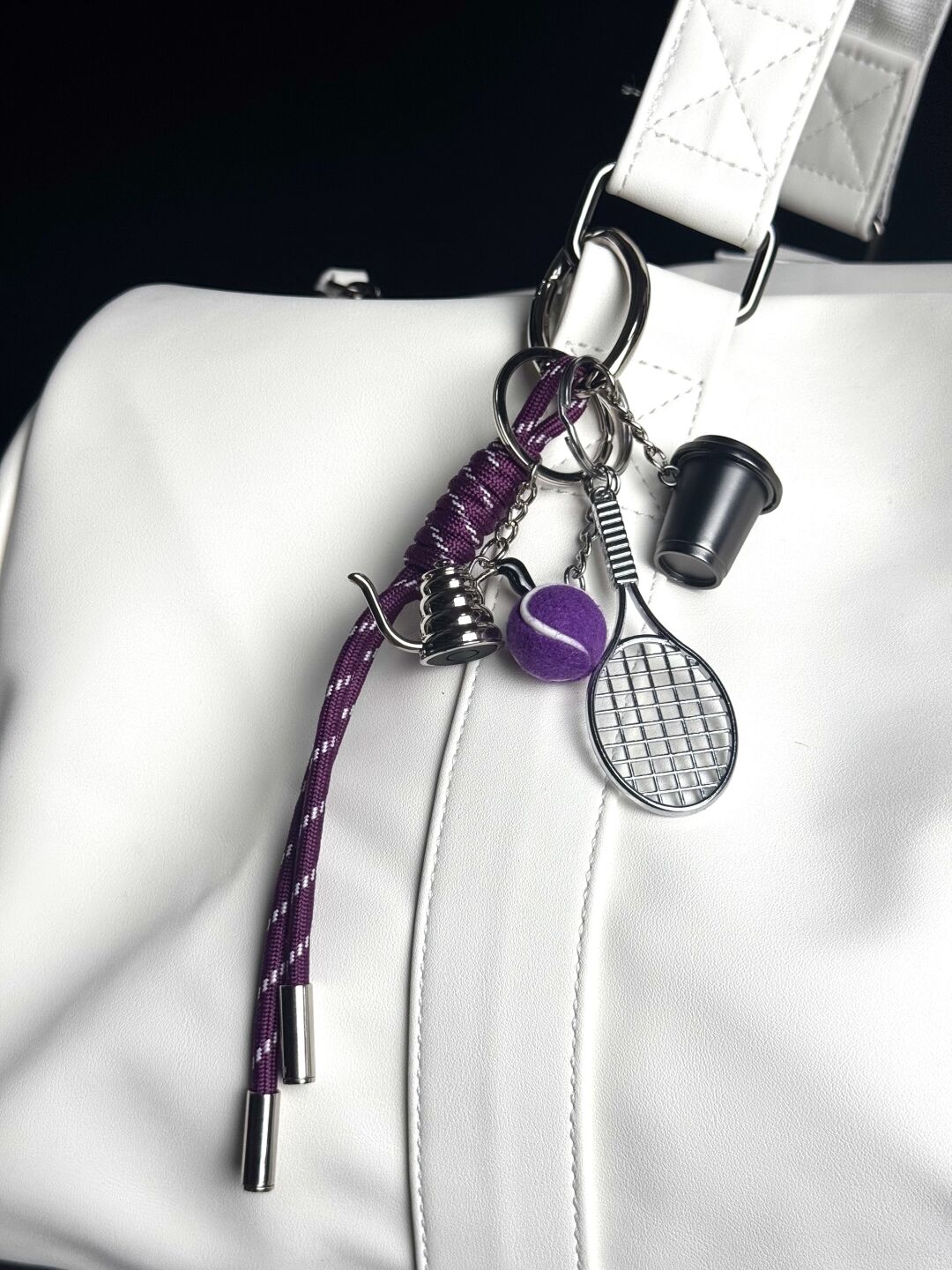Tennis Girl’s Dream Sports Bag Charm, Enchanting Purple Tennis Sports Bag Charm