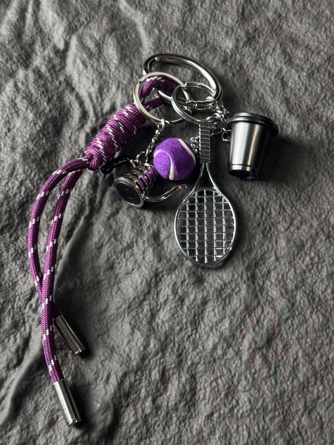 Tennis Girl’s Dream Sports Bag Charm, Enchanting Purple Tennis Sports Bag Charm