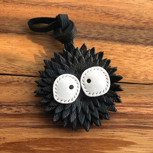 Customized shipping within 15 days Spirited Away Black Charcoal Briquettes Bag Keychain Pendant Genuine Leather Chain Jewelry Black Charcoal Briquettes Lanyard Style