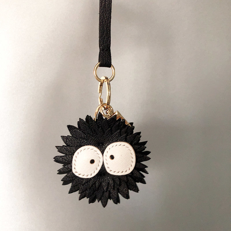 Customized shipping within 15 days Spirited Away Black Charcoal Briquettes Bag Keychain Pendant Genuine Leather Chain Jewelry Black Charcoal Briquettes Lanyard Style