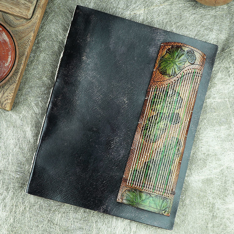 Customized 15-day shipment Guzheng cowhide music score folder a4 loose-leaf handmade leather music score book music book folder retro custom gift A4 loose-leaf guzheng music score book