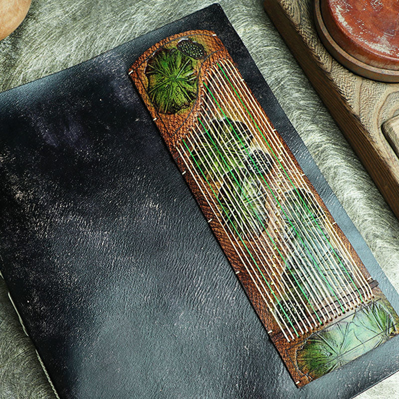 Customized 15-day shipment Guzheng cowhide music score folder a4 loose-leaf handmade leather music score book music book folder retro custom gift A4 loose-leaf guzheng music score book