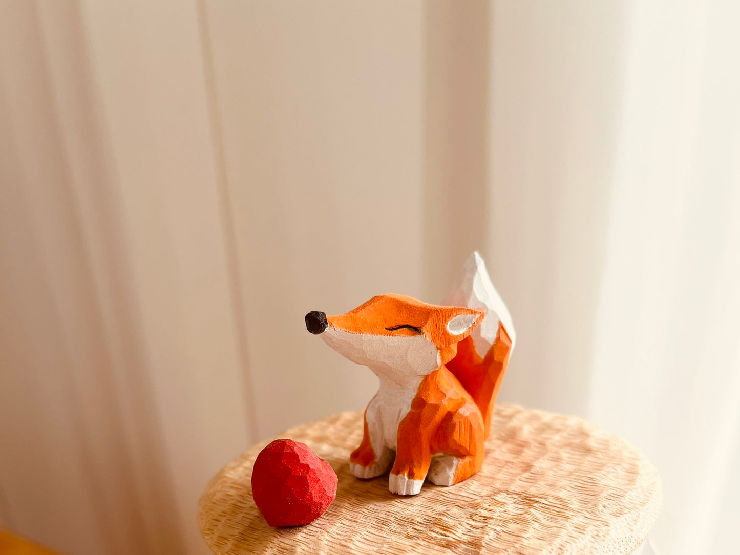 Original handmade little fox sealed jar handmade wood carving wood carving gift coffee jar tea jar textured glass jar